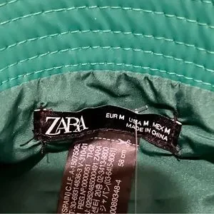 Zara Water Repellent Bucket Hat Size Medium Green Zara Bucket Hat Womens Medium Green White Adjustable  main image 3